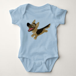 Cute Lycklig Tecknad German Shepherd Baby T-Shirt