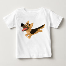 Cute Lycklig Tecknad German Shepherd Baby T-Shirt