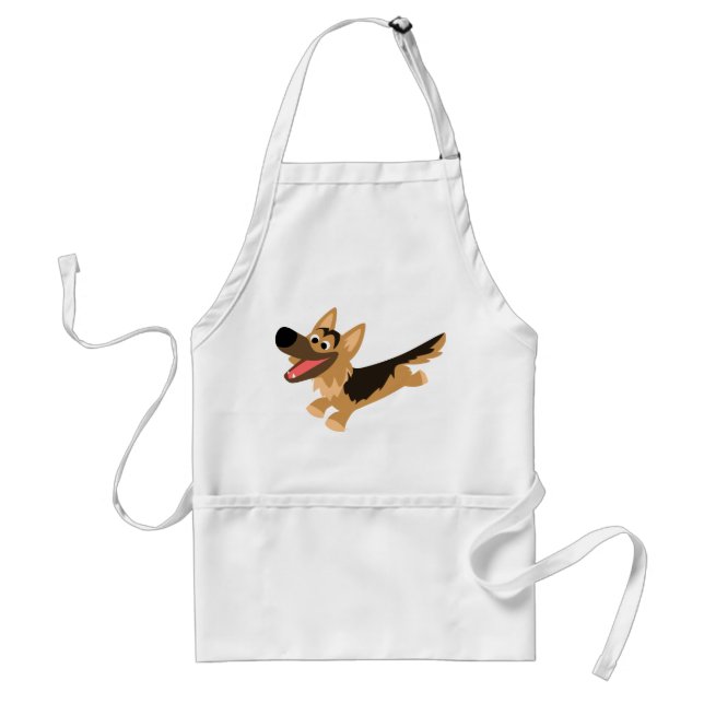 Cute Lycklig Tecknad German Shepherd Cooking Apron Förkläde (Framsidan)