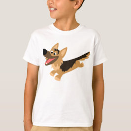 Cute Lycklig Tecknad German Shepherd Kids T-Shirt