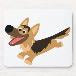 Cute Lycklig Tecknad German Shepherd Mousemat Musmatta