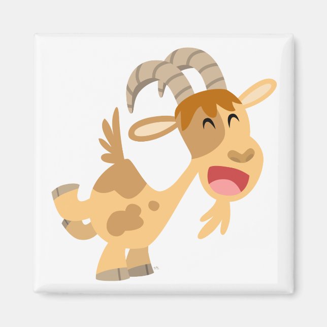 Cute Lycklig Tecknad Goat Magnet (Framsidan)
