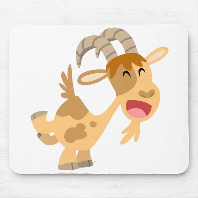 Cute Lycklig Tecknad Goat Mousepad Musmatta (Framsidan)