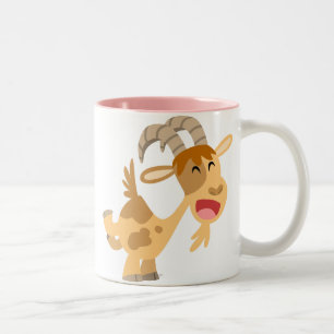 Cute Lycklig Tecknad Goat Mousepad Två-Tonad Mugg