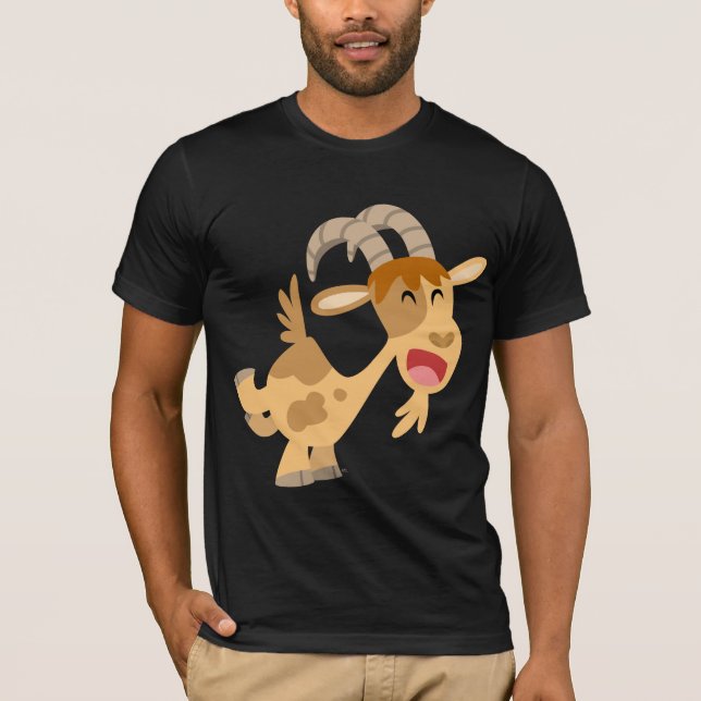 Cute Lycklig Tecknad Goat T-Shirt (Framsida)