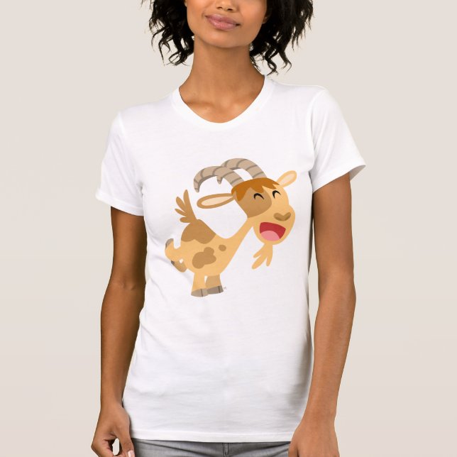 Cute Lycklig Tecknad Goat Women T-Shirt (Framsida)
