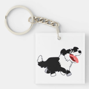 Cute Lycklig Tecknad Gräns Collie Acrylic Keychain