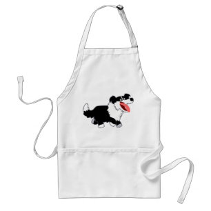 Cute Lycklig Tecknad Gräns Collie Apron Förkläde