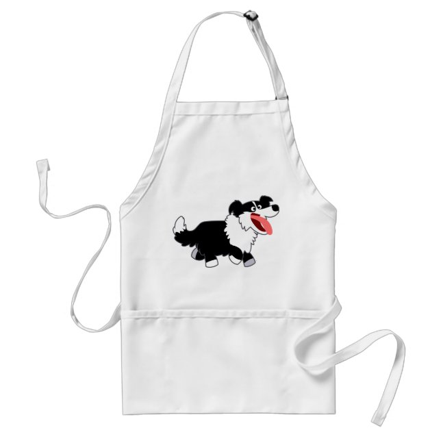 Cute Lycklig Tecknad Gräns Collie Apron Förkläde (Framsidan)