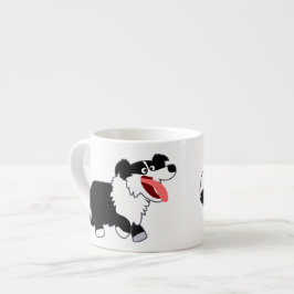 Cute Lycklig Tecknad Gräns Collie Espresso Mugg Espressomugg