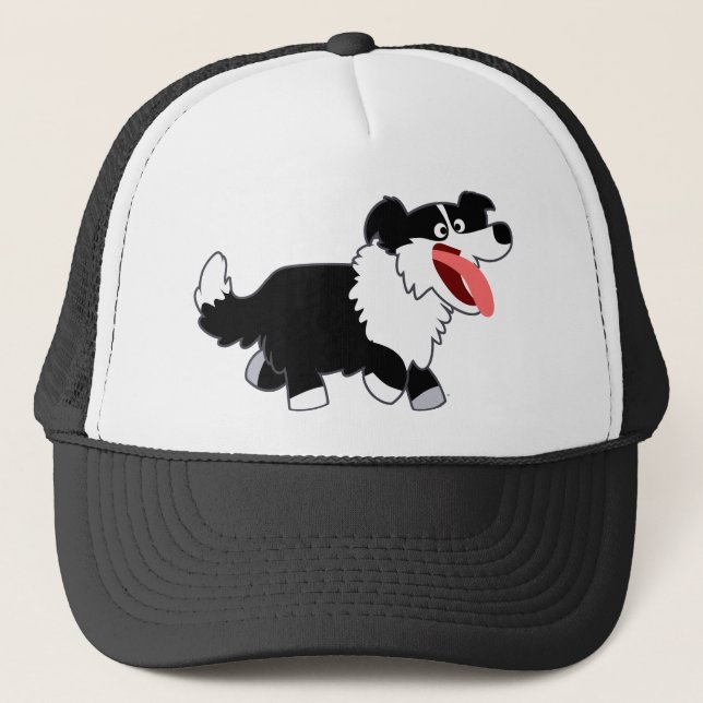 Cute Lycklig Tecknad Gräns Collie Hat Truckerkeps (Framsida)