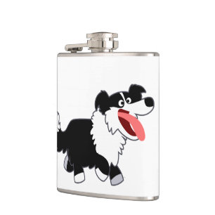Cute Lycklig Tecknad Gräns Collie Hip-kolv Fickplunta