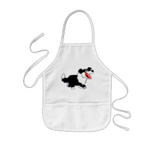 Cute Lycklig Tecknad Gräns Collie Kids Apron Barnförkläde