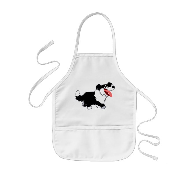 Cute Lycklig Tecknad Gräns Collie Kids Apron Barnförkläde (Framsidan)