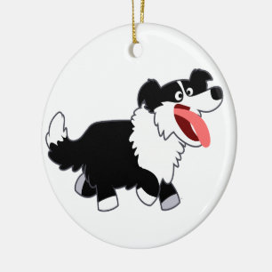 Cute Lycklig Tecknad Gräns Collie Orname Julgransprydnad Keramik