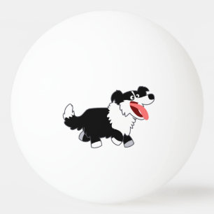 Cute Lycklig Tecknad Gräns Collie Ping Pong Boll