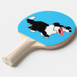 Cute Lycklig Tecknad Gräns Collie Ping Pong Paddle Pingisracket