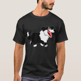 Cute Lycklig Tecknad Gräns Collie T-Shirt