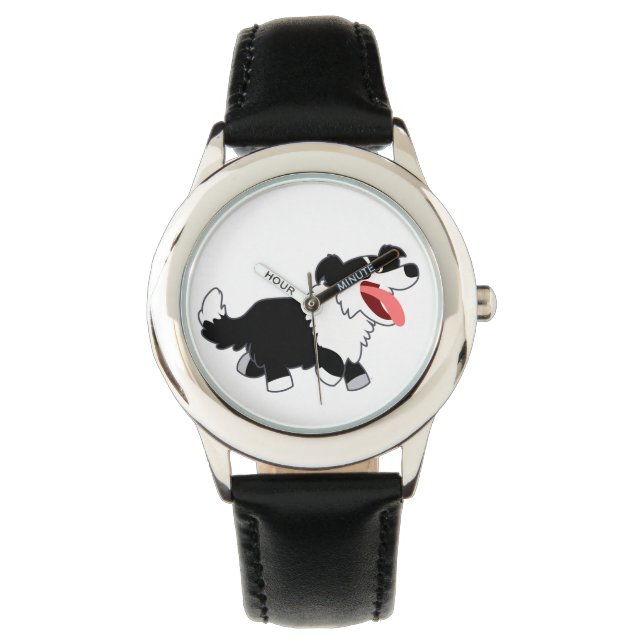 Cute Lycklig Tecknad Gräns Collie Watch Armbandsur (Framsida)
