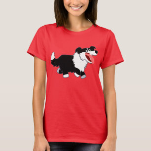 Cute Lycklig Tecknad Gräns Collie Women T-Shirt
