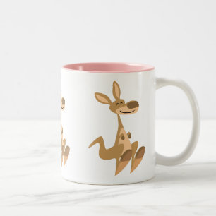 Cute Lycklig Tecknad Kangaroo Två-Tonad Mugg