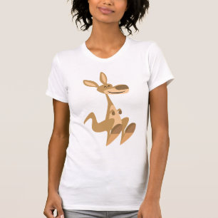 Cute Lycklig Tecknad Kangaroo Women T-Shirt