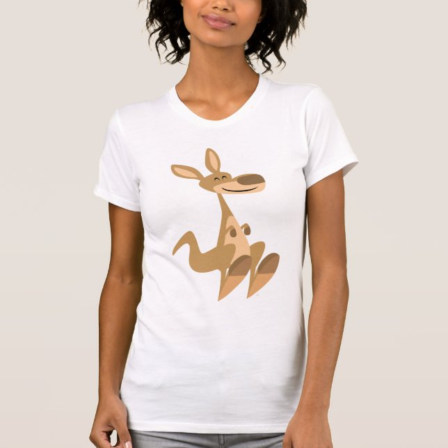 Cute Lycklig Tecknad Kangaroo Women T-Shirt (Framsida)