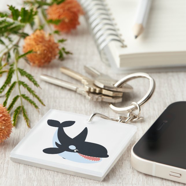 Cute Lycklig Tecknad Killer Whale Acrylic Keychain (Högra Framsidan)