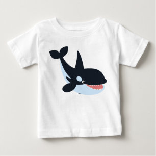 Cute Lycklig Tecknad Killer Whale Baby T-Shirt