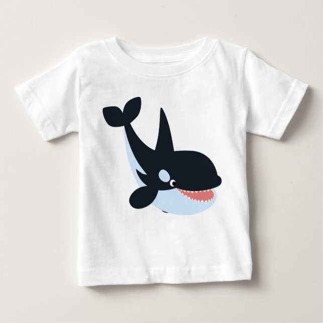 Cute Lycklig Tecknad Killer Whale Baby T-Shirt (Framsida)