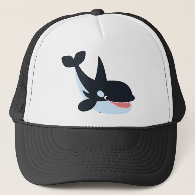 Cute Lycklig Tecknad Killer Whale Hat Truckerkeps (Framsida)