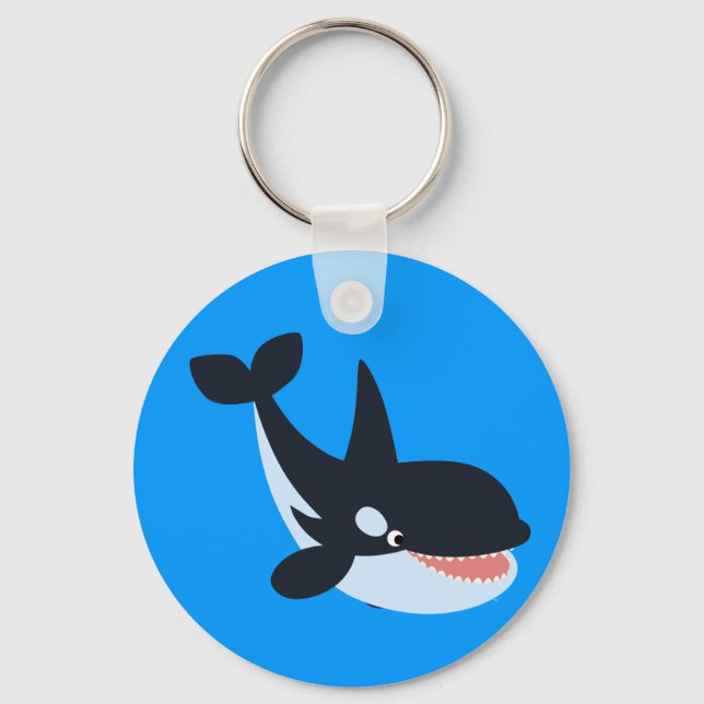 Cute Lycklig Tecknad Killer Whale Keychain Nyckelring (Framsida)