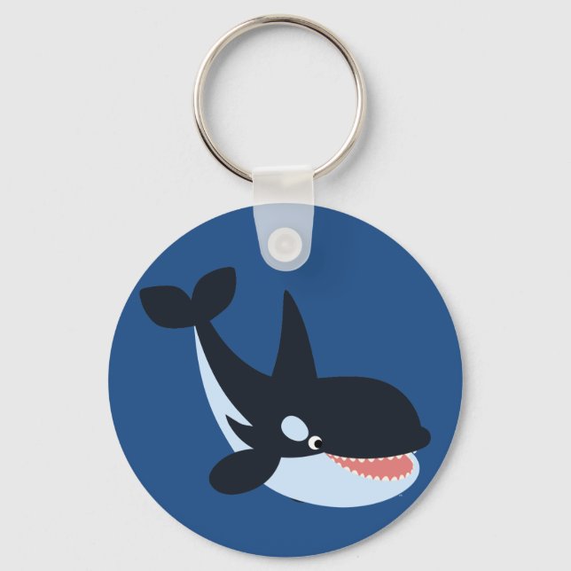 Cute Lycklig Tecknad Killer Whale Keychain Nyckelring (Framsida)