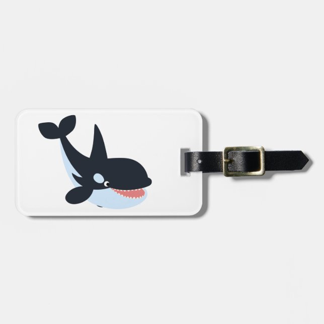 Cute Lycklig Tecknad Killer Whale Luggage Tag Bagagebricka (Horisontell Framsida)
