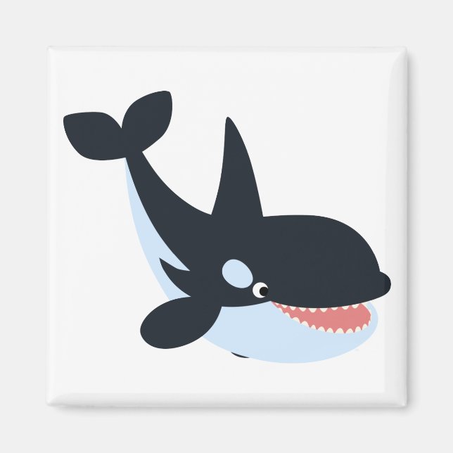 Cute Lycklig Tecknad Killer Whale Magnet (Framsidan)