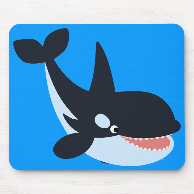 Cute Lycklig Tecknad Killer Whale Mousepad Musmatta (Framsidan)