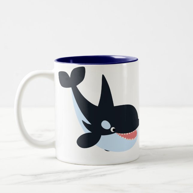 Cute Lycklig Tecknad Killer Whale Mugg (Vänster)