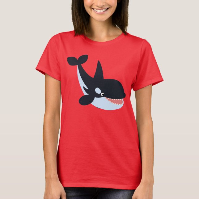 Cute Lycklig Tecknad Killer Whale Women T-Shirt (Framsida)