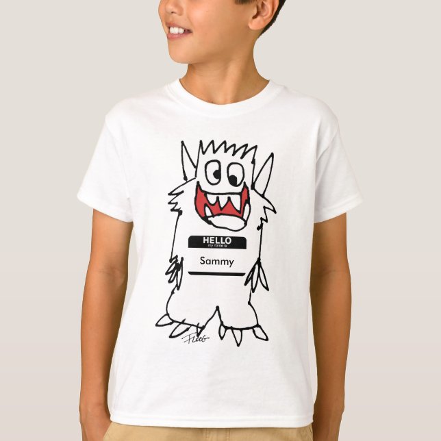 Cute Lycklig Tecknad Monster Boys Tshirt Tee (Framsida)