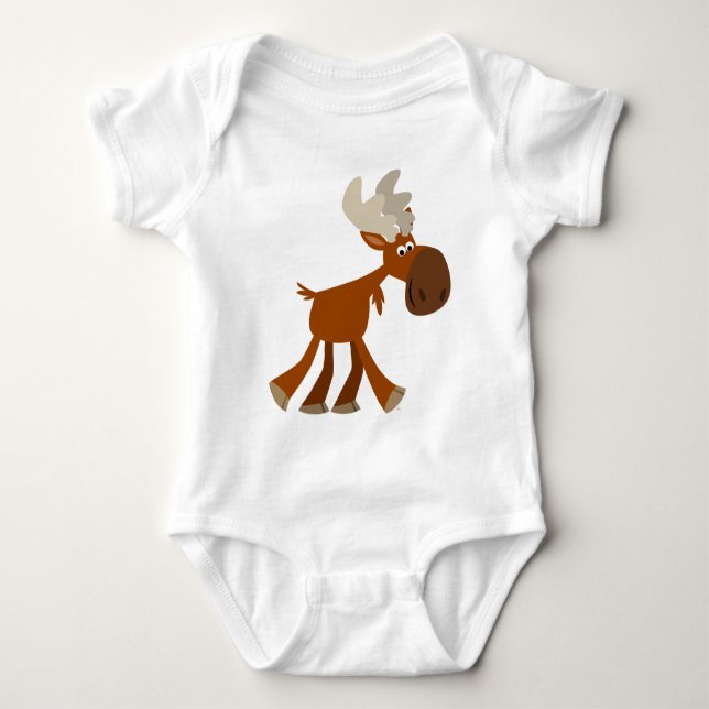 Cute Lycklig Tecknad Moose Baby Clothing Tee Shirt (Framsida)