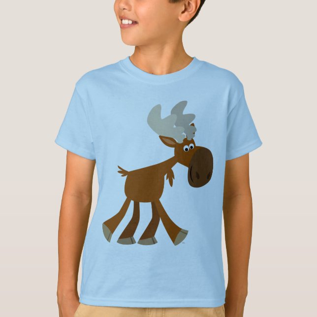 Cute Lycklig Tecknad Moose Children T-Shirt (Framsida)