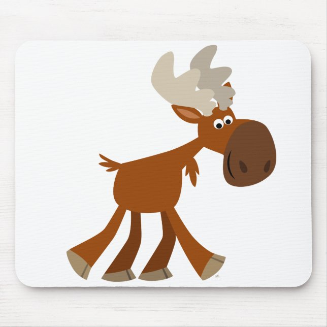 Cute Lycklig Tecknad Moose Mousepad Musmatta (Framsidan)