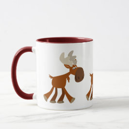 Cute Lycklig Tecknad Moose Mugg