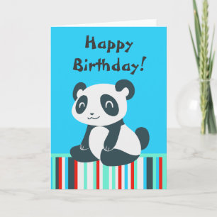 Cute Lycklig Tecknad Panda Kort