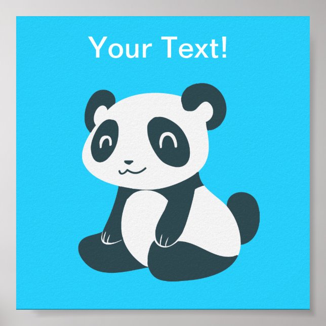 Cute Lycklig Tecknad Panda Poster (Framsidan)