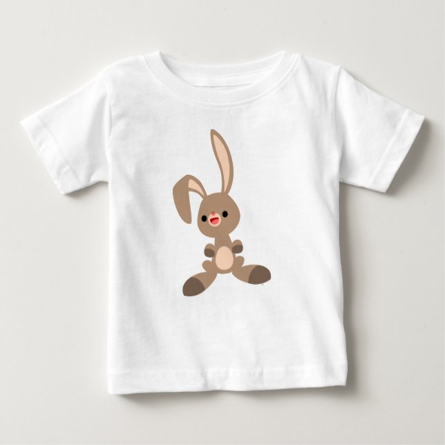 Cute Lycklig Tecknad Rabbit Baby T-Shirt (Framsida)