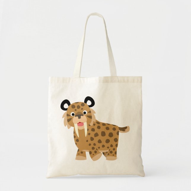 Cute Lycklig Tecknad Smilodon Bag Tygkasse (Framsidan)
