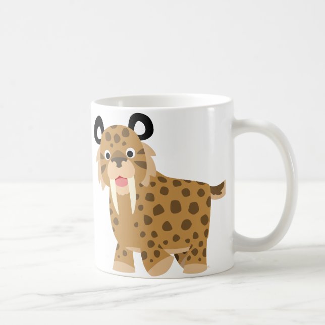 Cute Lycklig Tecknad Smilodon Mugg (Höger)