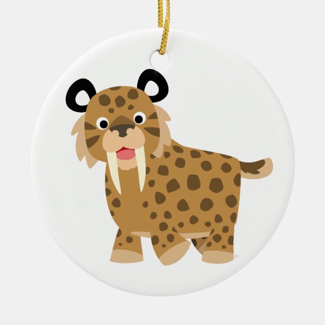 Cute Lycklig Tecknad Smilodon Ornament (Framsidan)