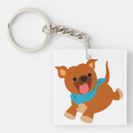 Cute Lycklig Tecknad Staffie Acrylic Keychain